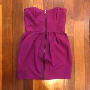 Cynthia Steffe strapless zipper front pink dress
